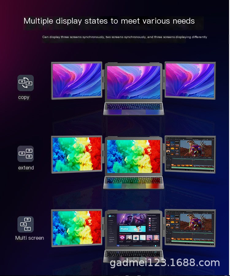 14-Inch Dual Screen Portable Monitor for Laptop | Foldable IPS Screen Extender for Multi-Tasking