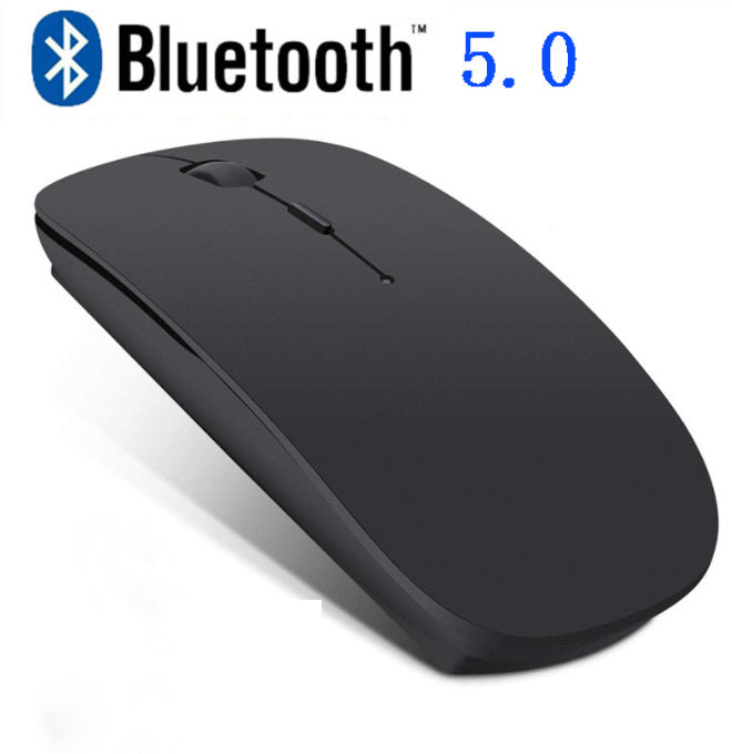 Silent Black Wireless Mouse | Slim Bluetooth OR USB Mouse for iPad, Mac, and Windows with 1600 DPI