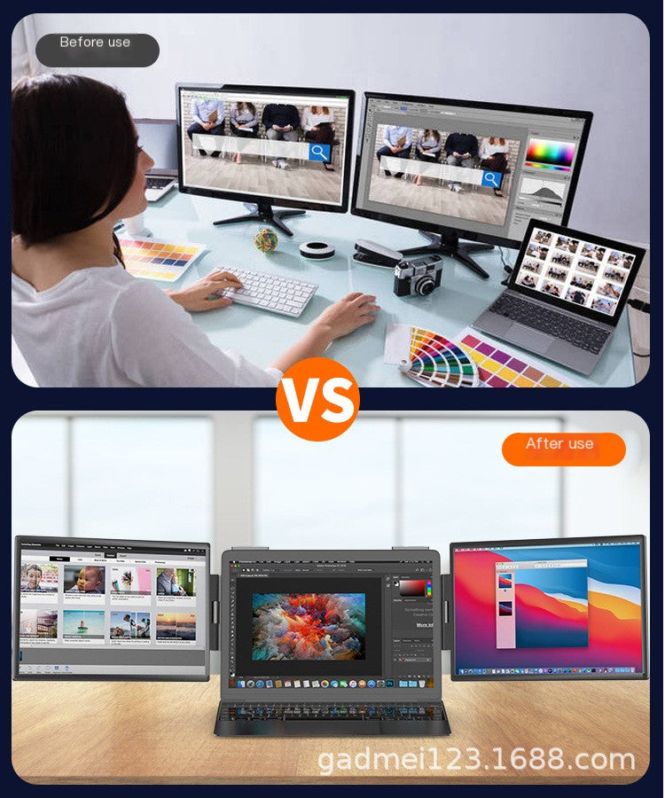 14-Inch Dual Screen Portable Monitor for Laptop | Foldable IPS Screen Extender for Multi-Tasking