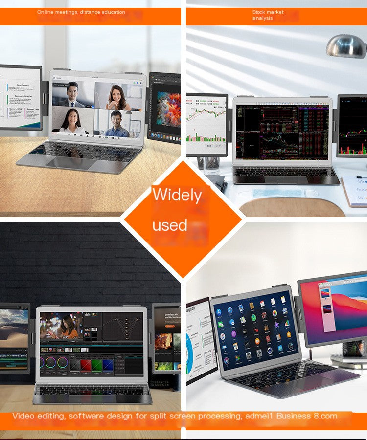 14-Inch Dual Screen Portable Monitor for Laptop | Foldable IPS Screen Extender for Multi-Tasking