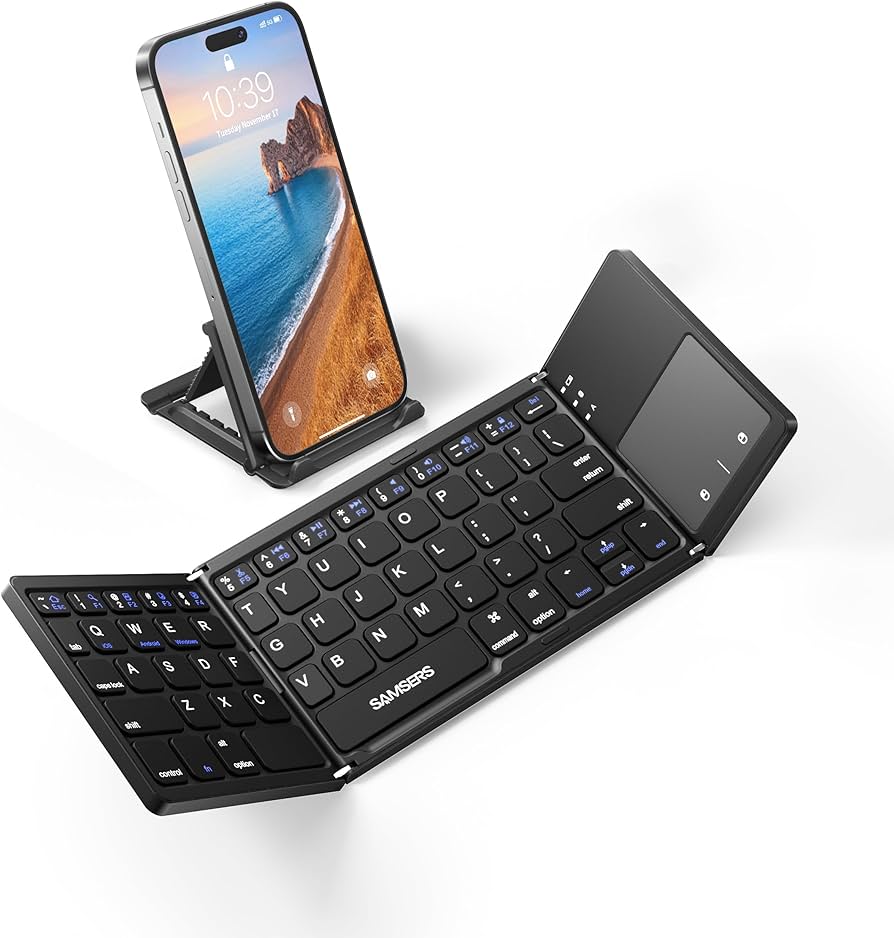 Folding Bluetooth Keyboard | Ultra-Portable Mini Wireless Keyboard for Phones, Tablets, and Laptops