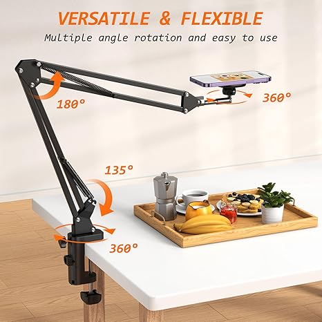 Magnetic Phone and Tablet Arm Mount for Desk or Bed | Adjustable Aluminum Gooseneck Stand, MagSafe Compatible, Fits 4–13 Inch Devices