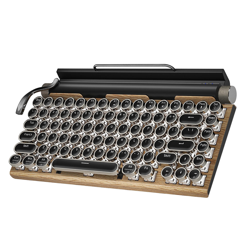 Steampunk Wireless Mechanical Keyboard | Retro Typewriter-Style Bluetooth Keyboard with Round Keycaps