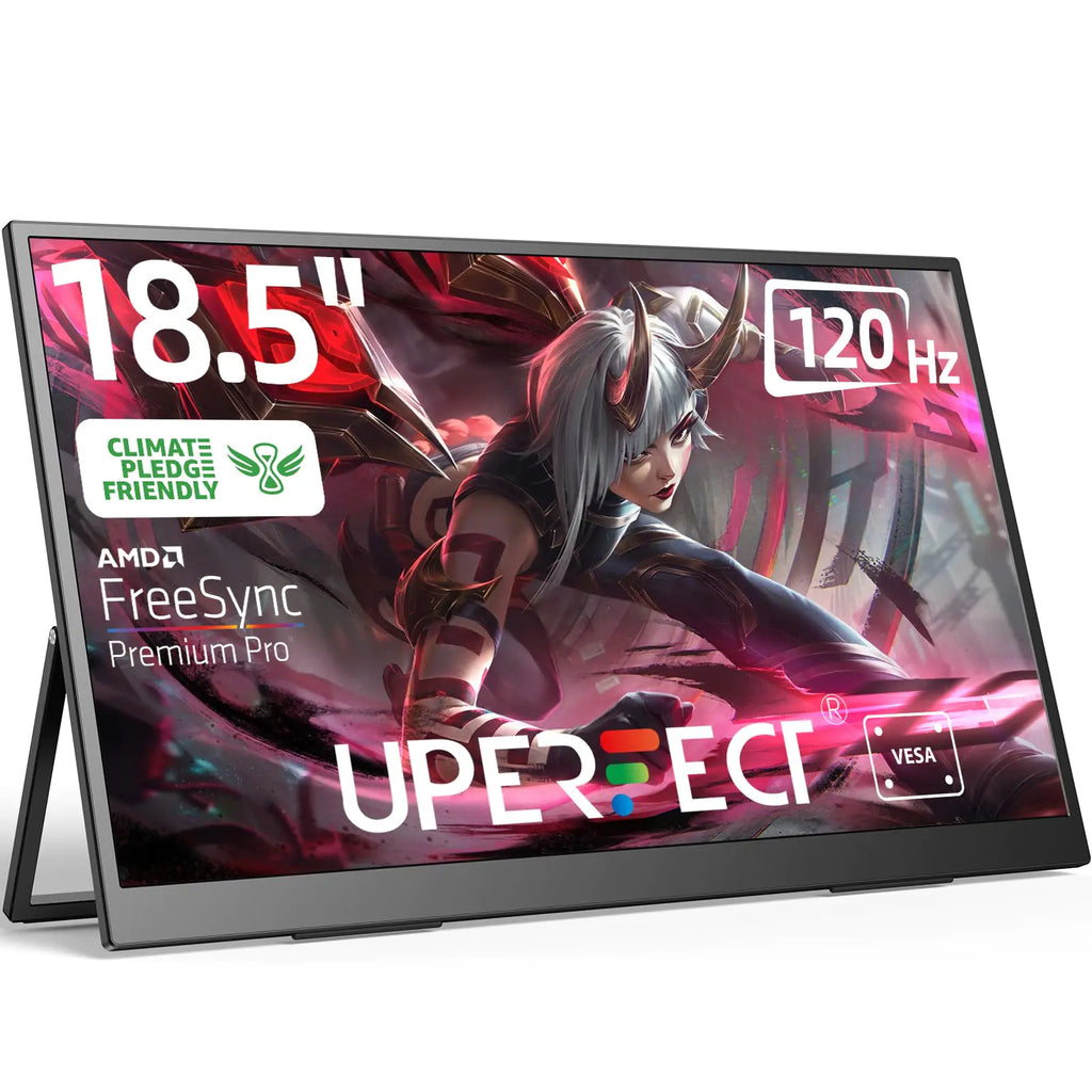 UPERFECT 18.5-Inch Portable Monitor 120Hz FHD | IPS HDR Gaming Display with FreeSync, 100% sRGB, VESA Mount and Adjustable Stand