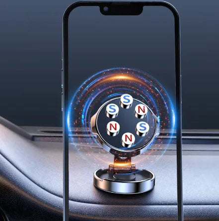 Magnetic Rotating Car Phone Holder | Height-Adjustable Suction Cup Phone Mount for Car, Desk, and Home