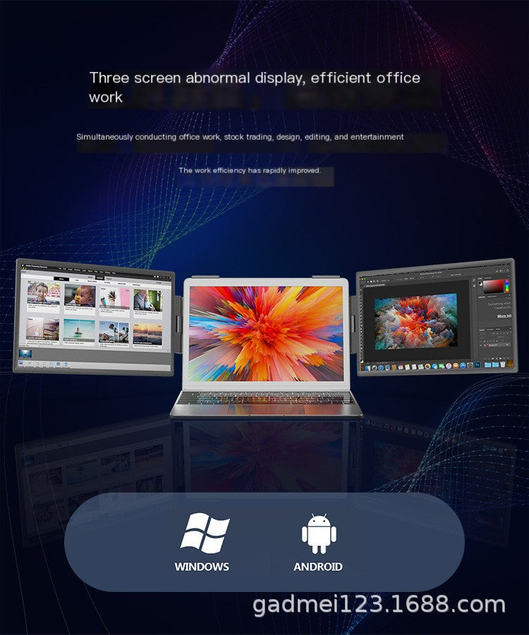 14-Inch Dual Screen Portable Monitor for Laptop | Foldable IPS Screen Extender for Multi-Tasking