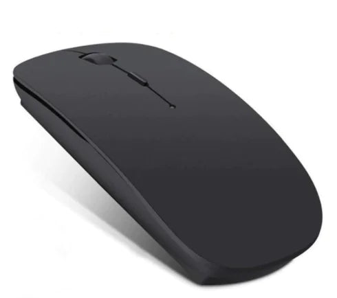 Silent Black Wireless Mouse | Slim Bluetooth OR USB Mouse for iPad, Mac, and Windows with 1600 DPI