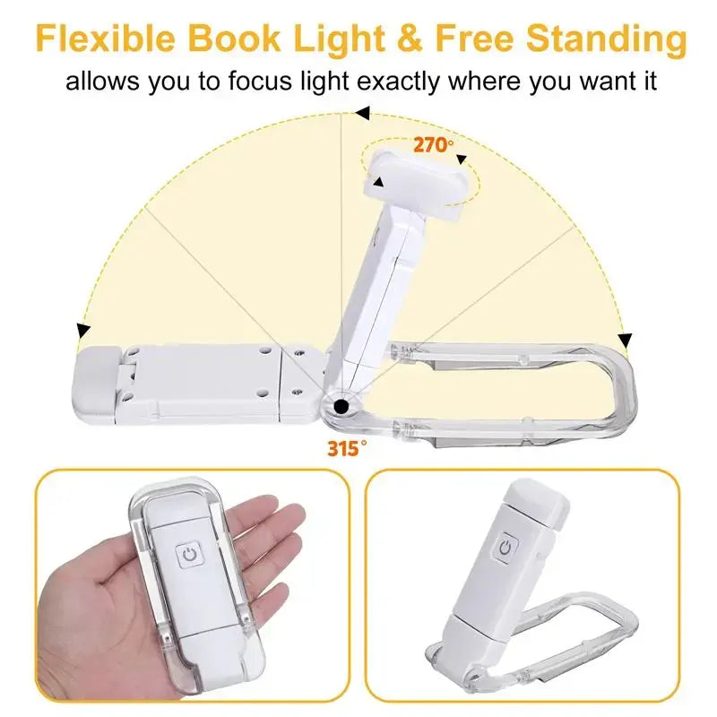 USB Rechargeable Clip-On Book Light | Adjustable LED Reading Light with Eye Protection